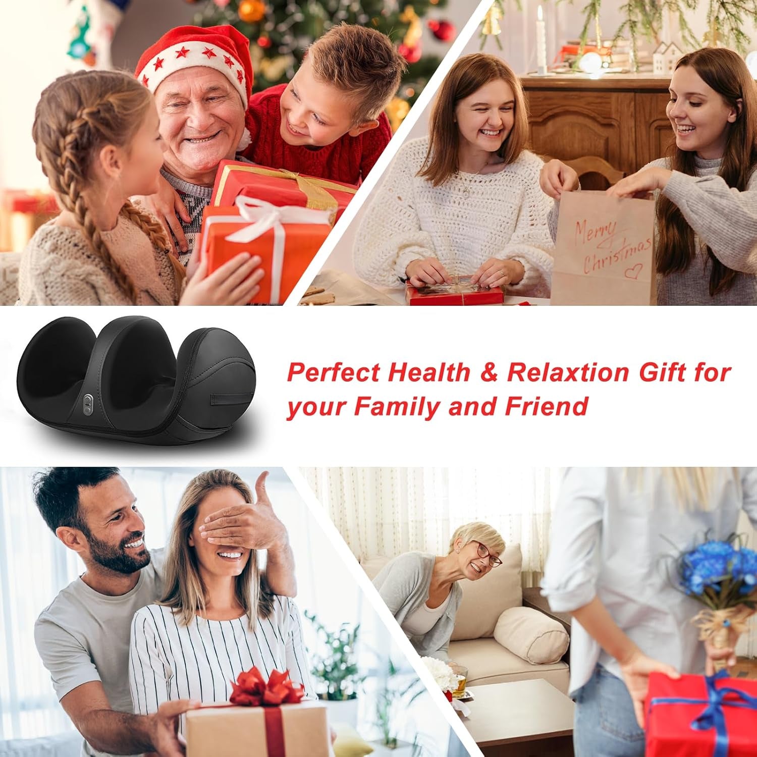 Foot Massager with Heat Christmas Gifts for Women Men,White Elephant Gifts,Shiatsu Foot Massager with Heat,Deep Tissue Foot & Calf Massager with Massage Roller for Pain Relief(Cord-Free)