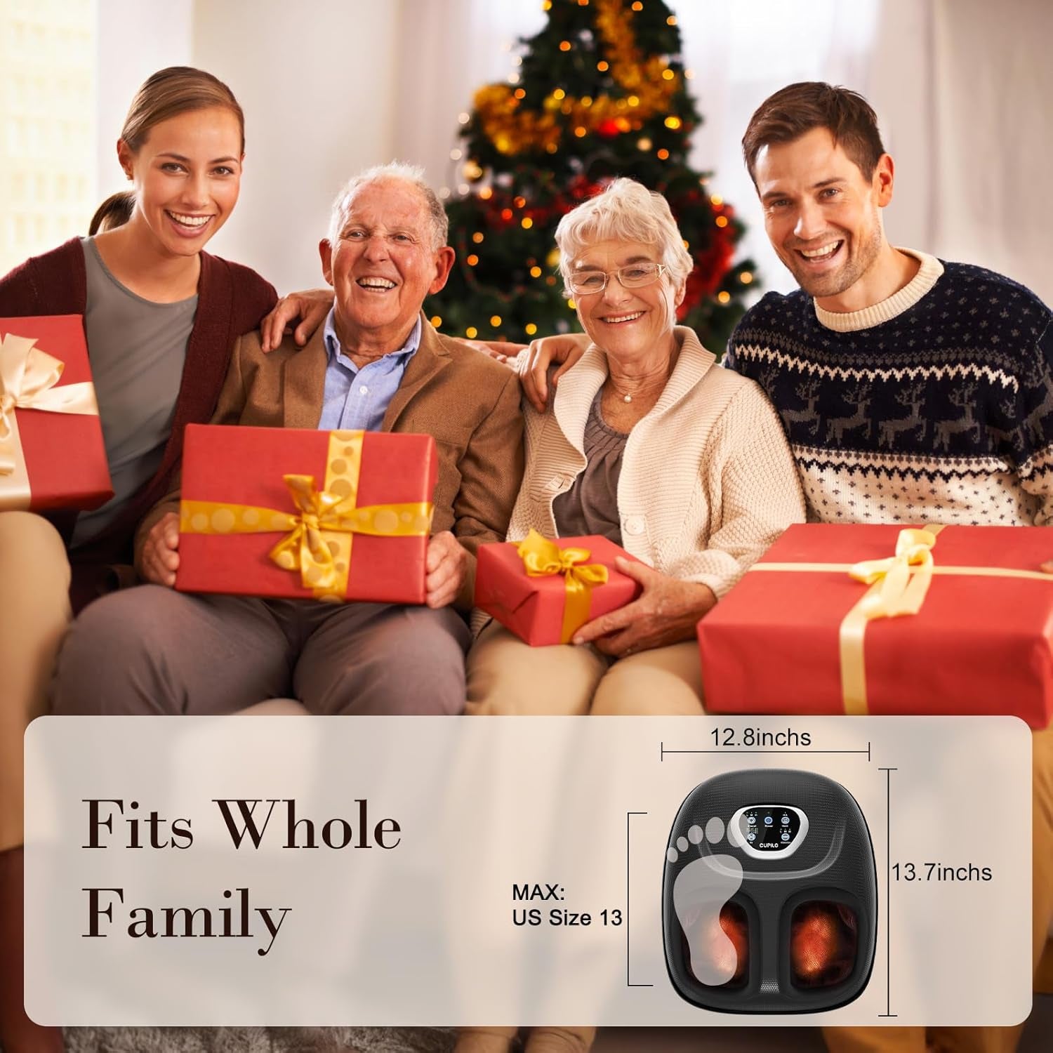 Foot Massager Foot Massager FSA Eligible HSA, Feet Massager with Heat for Plantar Fasciitis Relief, 5 Levels Compression & Vibration Massage for Neuropathy, Christmas Gifts for Women Men, Fits up to 13