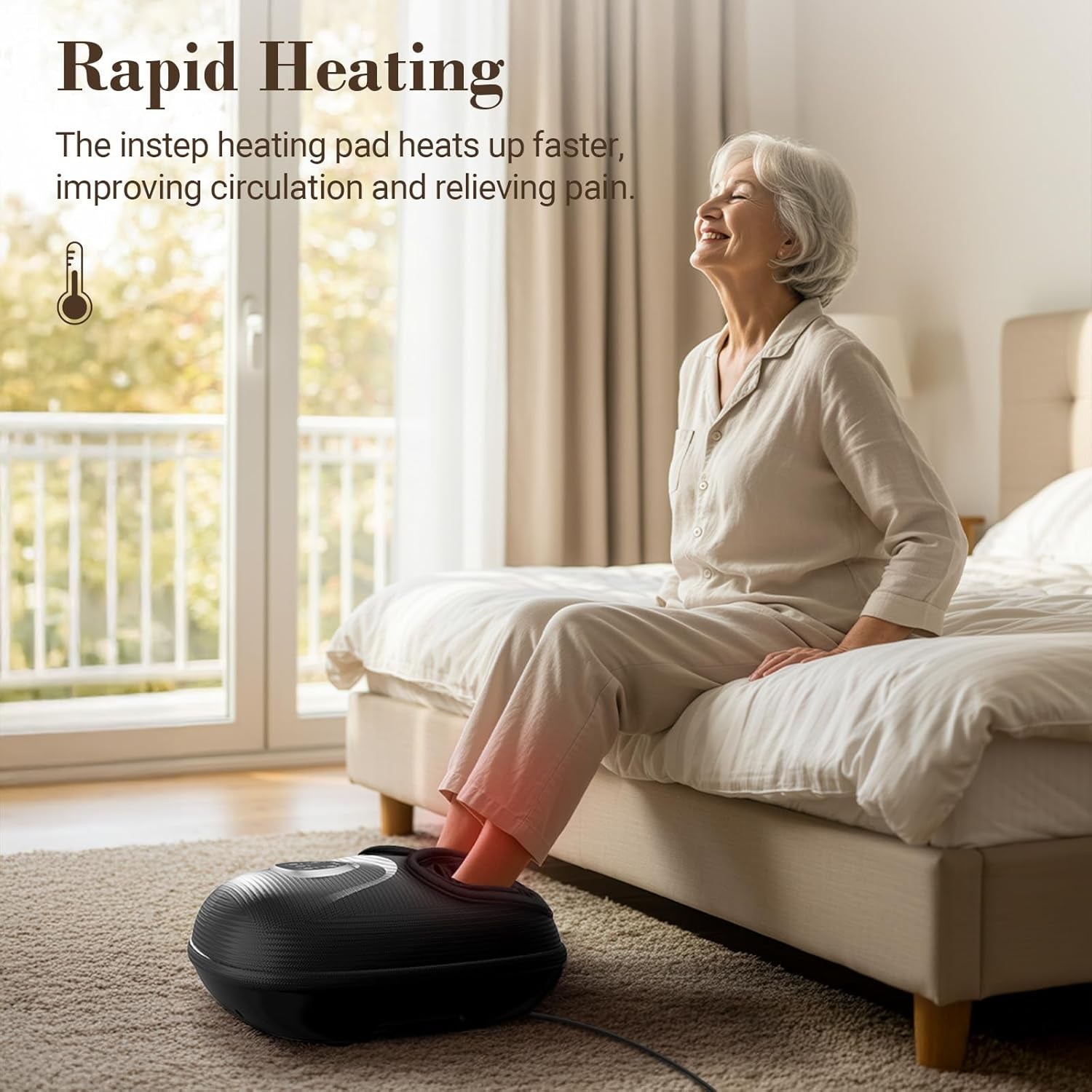 Foot Massager Foot Massager FSA Eligible HSA, Feet Massager with Heat for Plantar Fasciitis Relief, 5 Levels Compression & Vibration Massage for Neuropathy, Christmas Gifts for Women Men, Fits up to 13